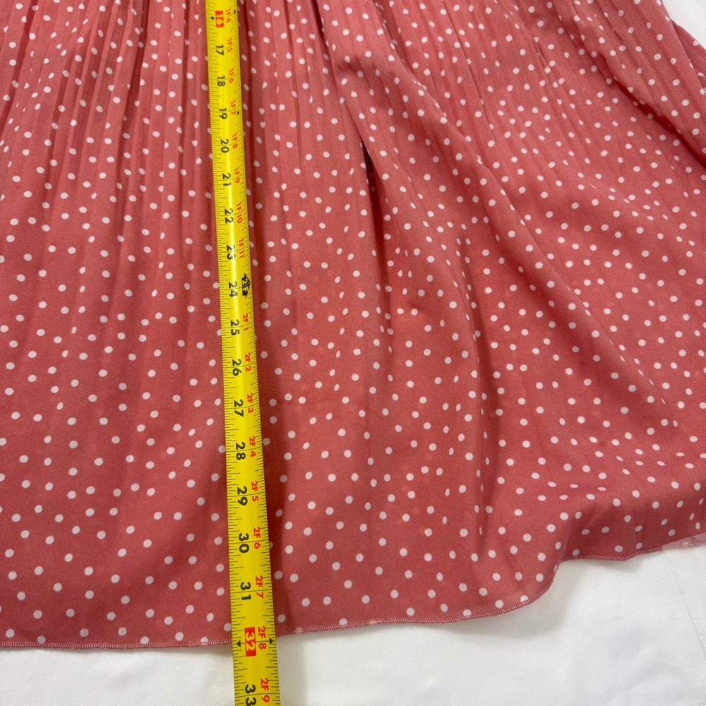 Exlura Women Pink Polka Dot Pleated Midi Skirt Elastic High Waist Pockets Size M - Picture 11 of 11